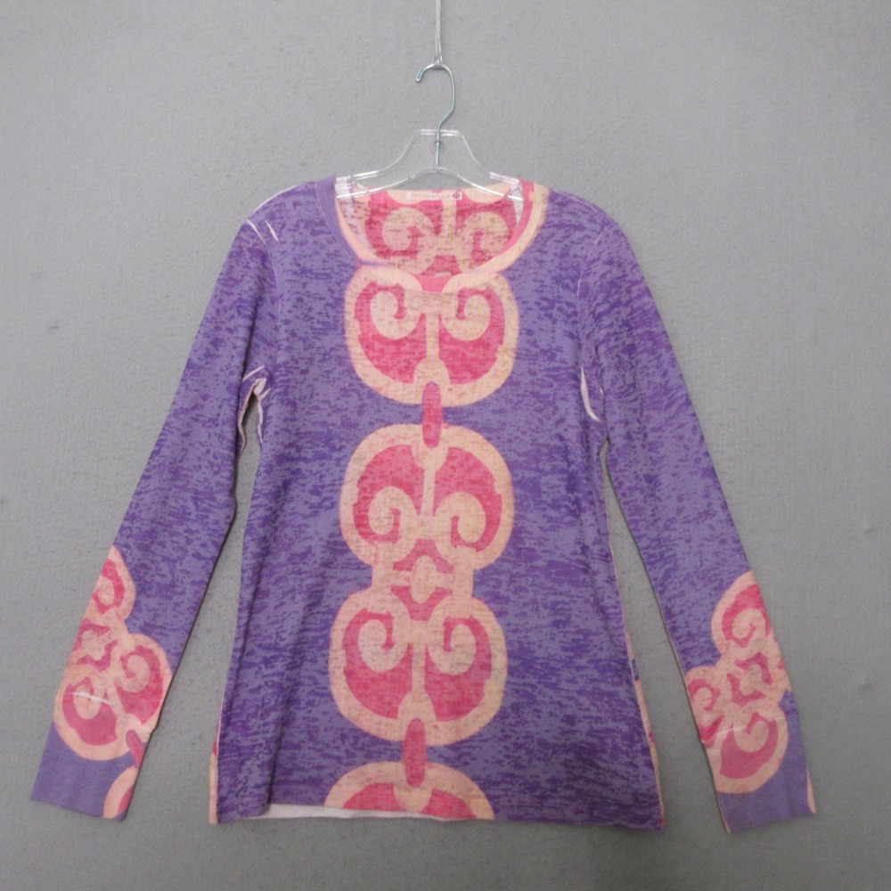 Before + Again Thermal Top Purple Pink Burnout Art To Wear‎ Waffle Knit USA
